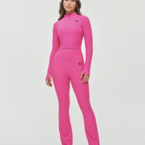 leginy flared ruzove ribet